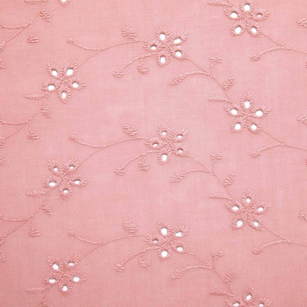 FLOWER EMBROIDERY COTTON CORAL 10 X 140 CM