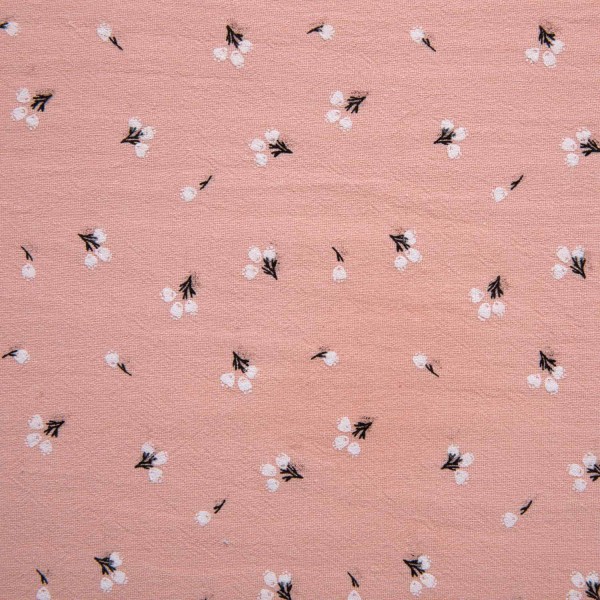 RUSTIC COTTON BUBBLE PRINT FLOWERS PINK 10 X 135 CM