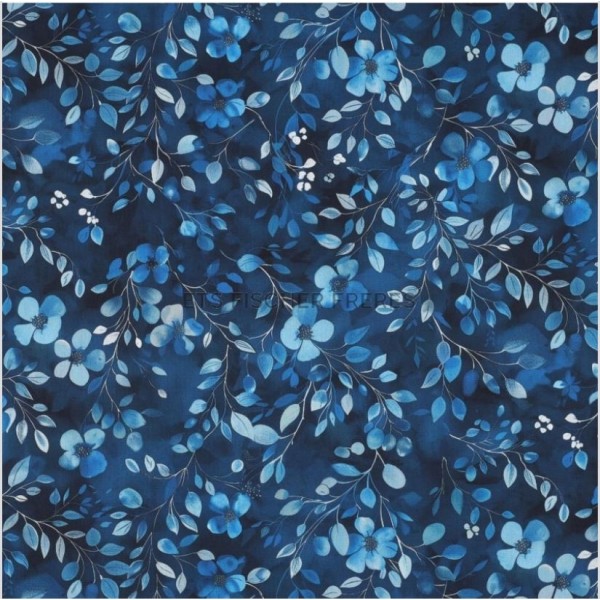 FLEURS ET FEUILLES BLEU