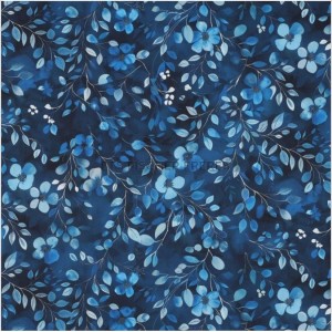 FLEURS ET FEUILLES BLEU