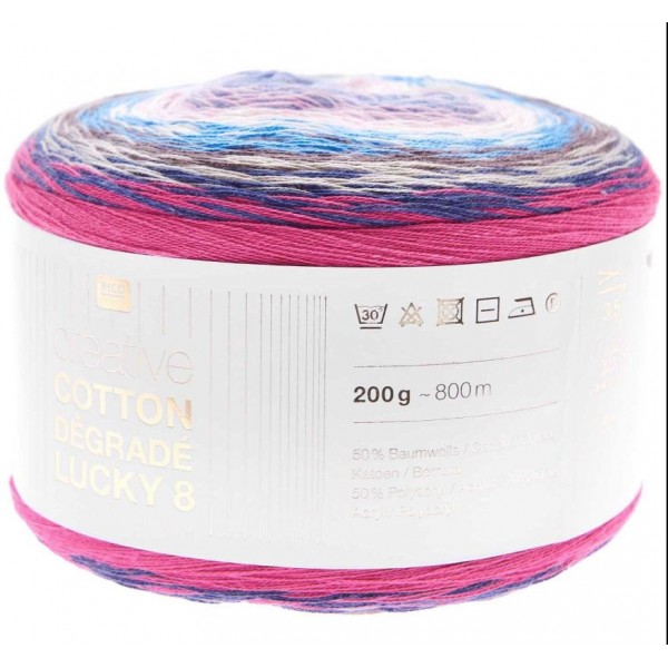 CREATIVE COTTON DEGRADE LUCKY 8 BLEU PINK
