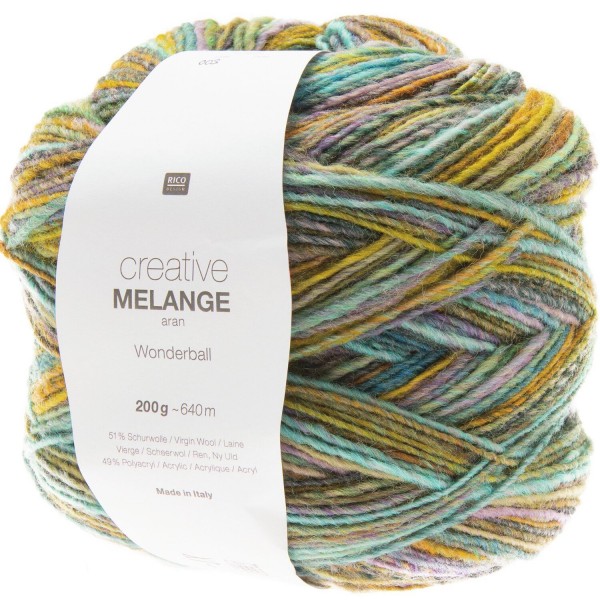 CREATIVE MELANGE ARAN WONDERBALL LILAS CLAIR TURQUOISE